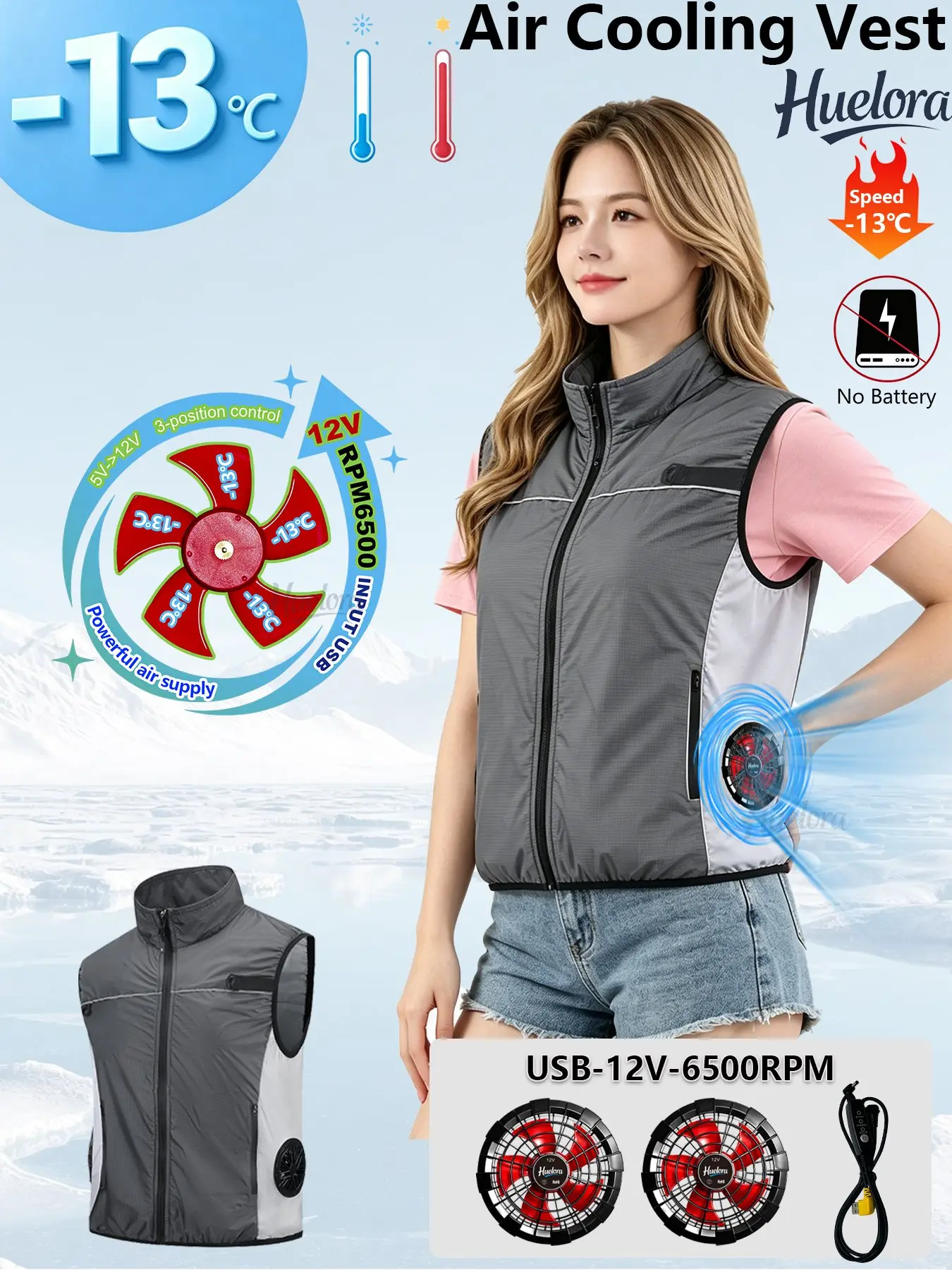 USB Air Cooling Vest Men 2 Fans Summer Work Sleeveless Waistcoat Outdoor Fishing Cooling Jacket