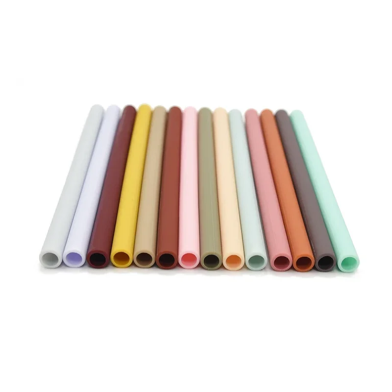 3 Pc of Reusable Food Grade Silicone Straws Straight Tube Color Silicone Toddler Beverage Juice Milk Tea Thick Straight Tube