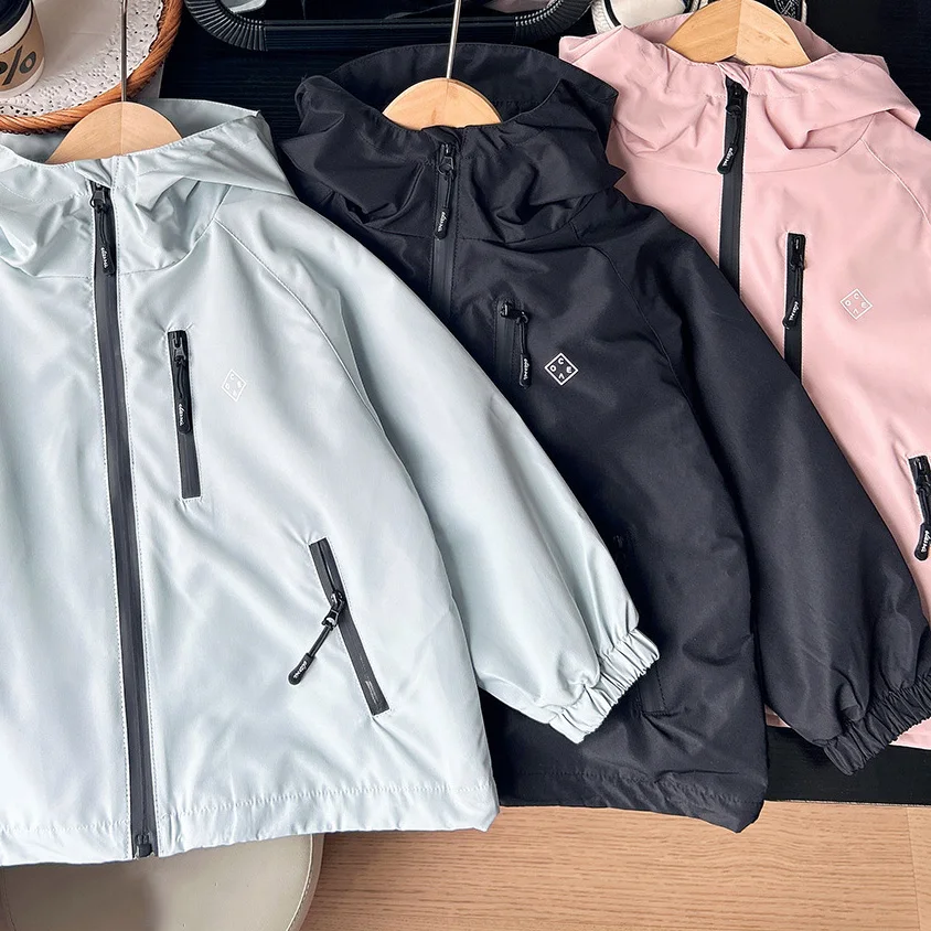 

Toddler Boys Coats Autumn Simple Solid Color Kids Baby Boys Hooded Jacket Zipper Pocket Long Sleeves Loose Baby Boys Outerwear