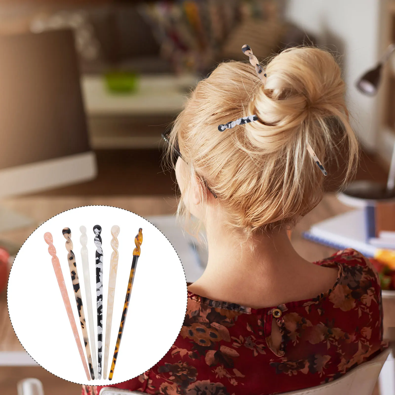 

6Pcs Vintage Chinese Hair Chopsticks Stylish Hairpin Set Classical Elegant Hair Accessories for Women Daily Updo Hairstyles