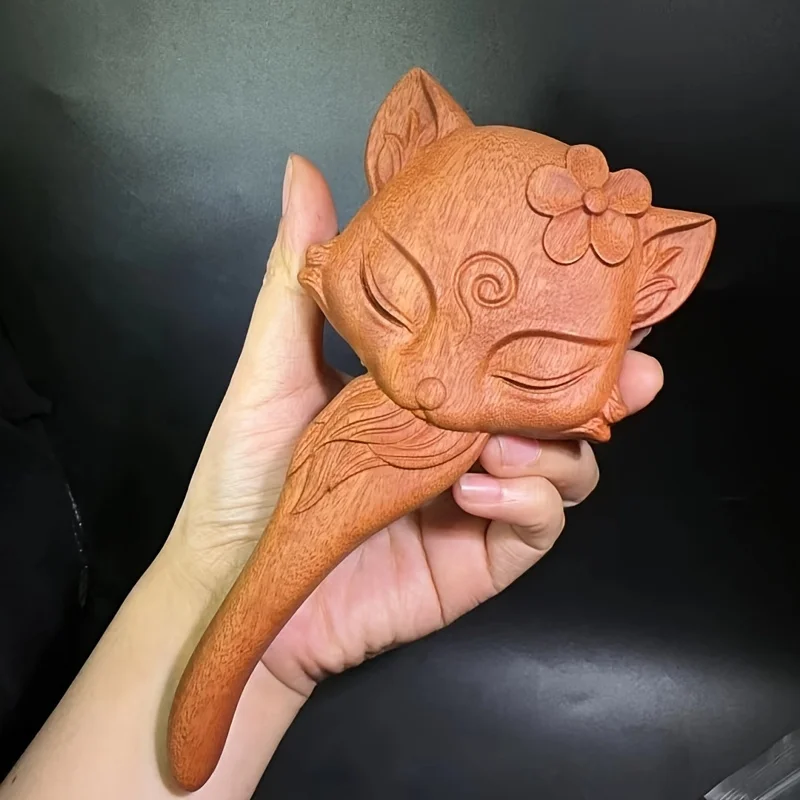 1 piece of flower fox airbag comb, scalp meridian massage comb, handcrafted massage comb, air cushion comb, wooden comb