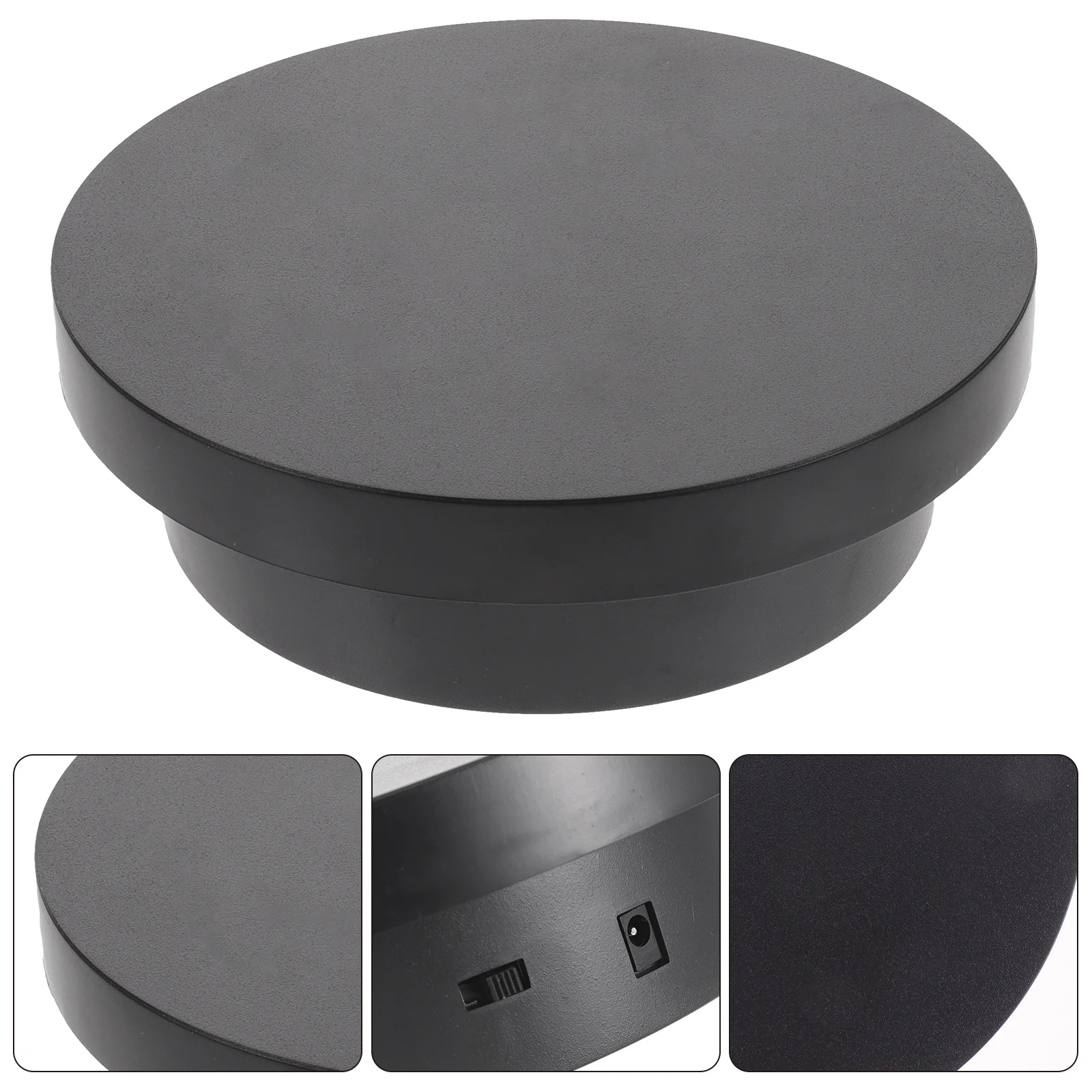 

Electric Rotating Jewelry Stand Showcase Turntable Pvc Material Mute Stable Desktop Collection Holder Reusable Display Base For
