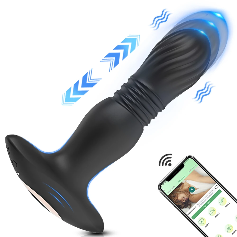 남성 압박 전립선 마사지기 APP 항문 진동기, 텔레스코픽 진동 엉덩이 플러그, 성인 용품, 남성 게이용 섹스 토이