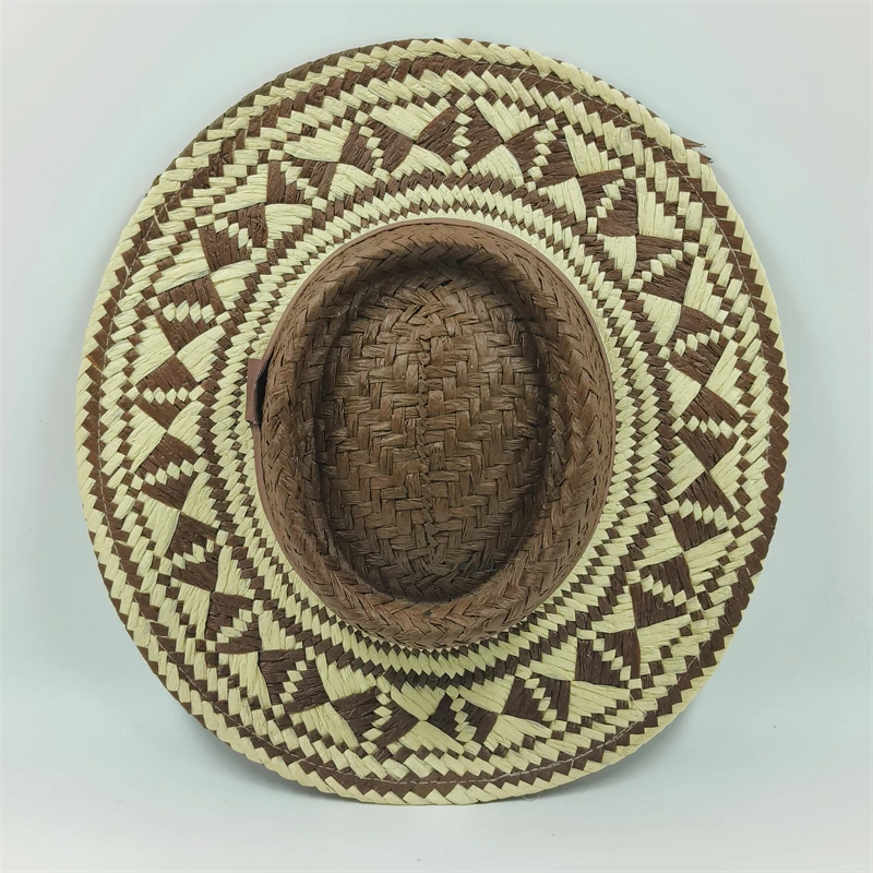 Raffia straw hat for men women Bohemian colorful stitched straw hat vacation sun hat pattern beach summer vacation hat panama