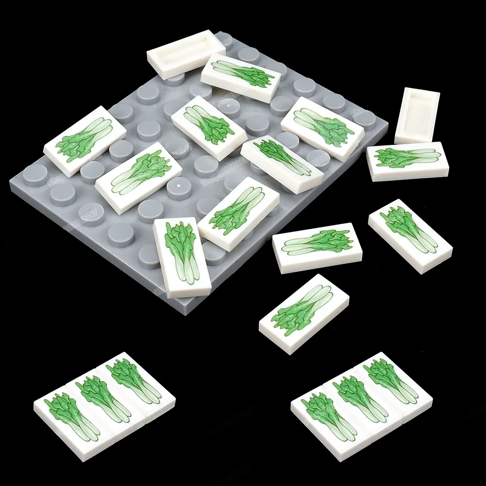 Vegetables Printed Pattern Building Block Tiles 3069 Assembled Moc Figures Green Food Scenes Accessories Model Child Gifts Toys