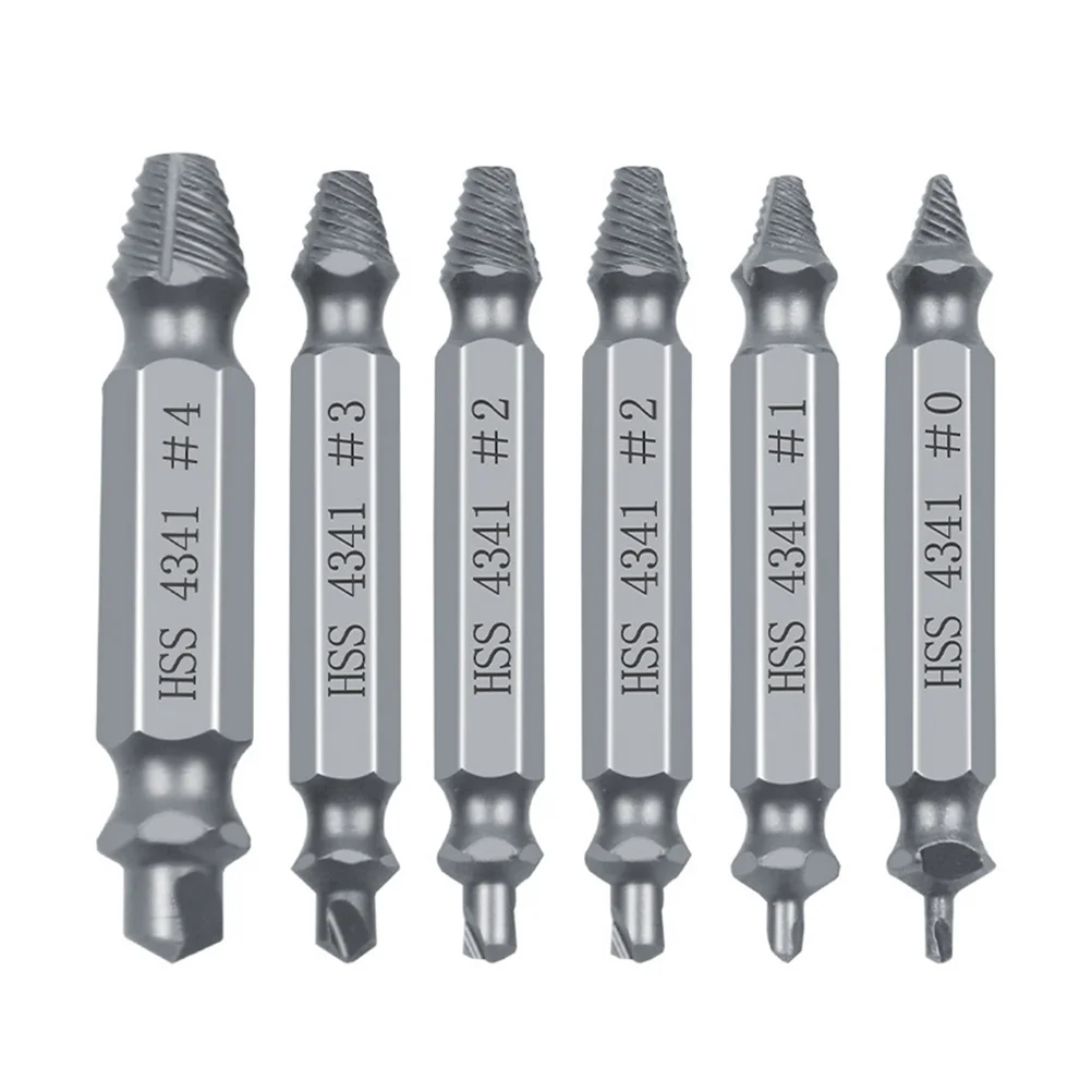 

6Pcs Screw Extractor Set Professional Broken Damaged Bolt Remover Self Centering Tip Quick Connect Compatible Repairs
