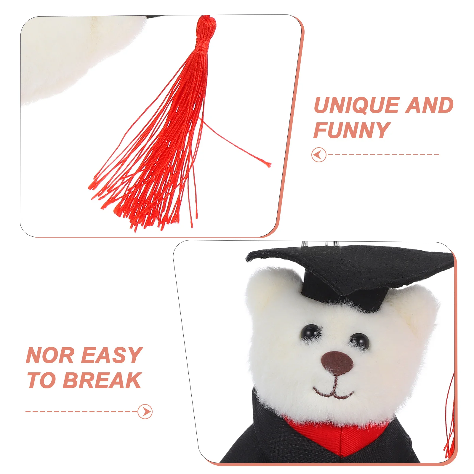 Graduation Bear Keychain Cute Soft Stuffed Animal Bag Pendant Lovely Bear Keyring Cartoon Graduation Season Keychains