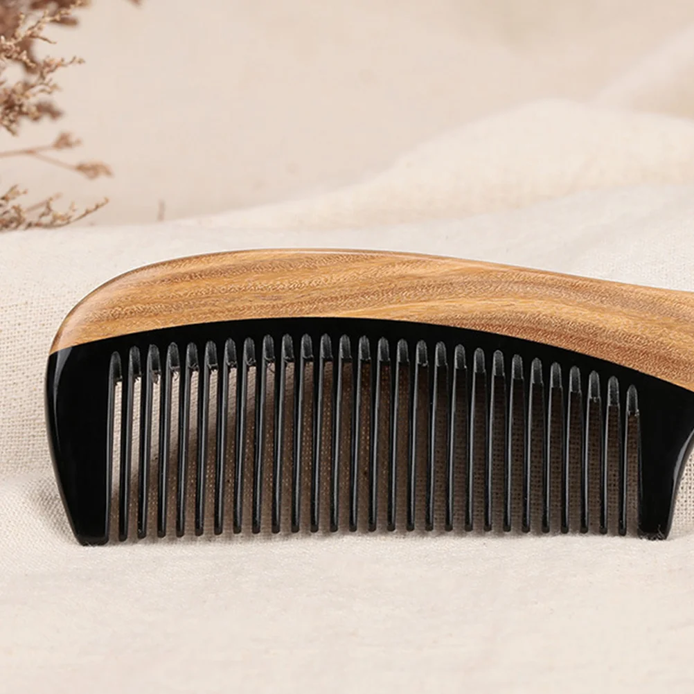 Pour Chauve Hair Brush Twist It up Comb with Handle Horn Teethed Anti-Static Wooden