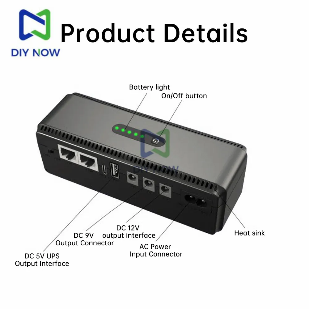 Imagem -04 - Fonte de Alimentação de Backup Ininterrupto Tipo-c ca 100240v dc 5v 9v 12v 15v 24v 8800mah