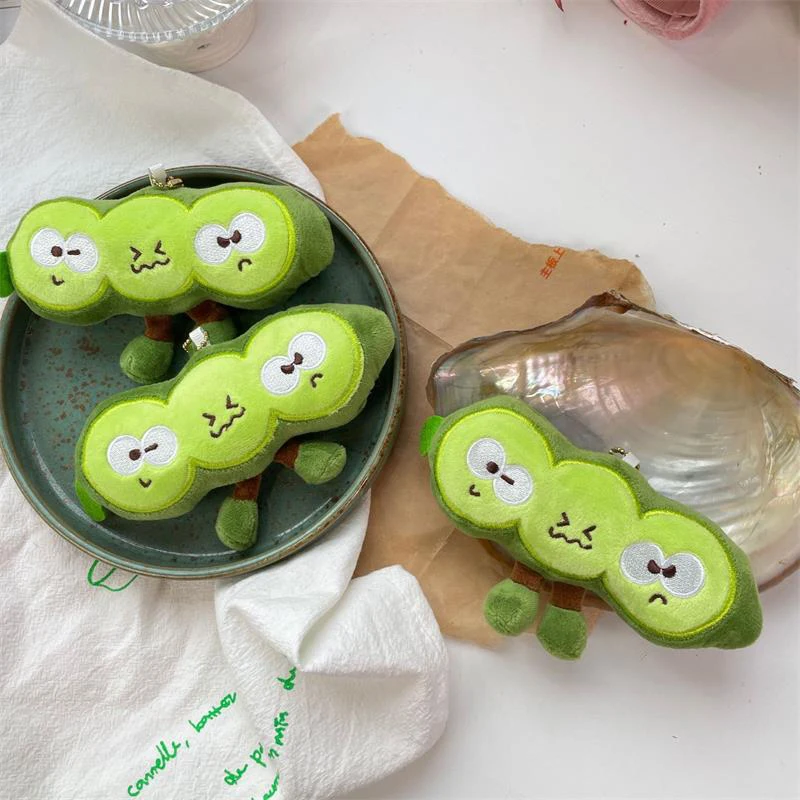 ตลกน่ารัก Pea Pods ของเล่นตุ๊กตาพวงกุญแจกระเป๋าจี้ตุ๊กตายัดไส้ตุ๊กตากระเป๋าเป้สะพายหลังแขวนเครื่องประดับคู่อุปกรณ์เสริมเด็กของขวัญ