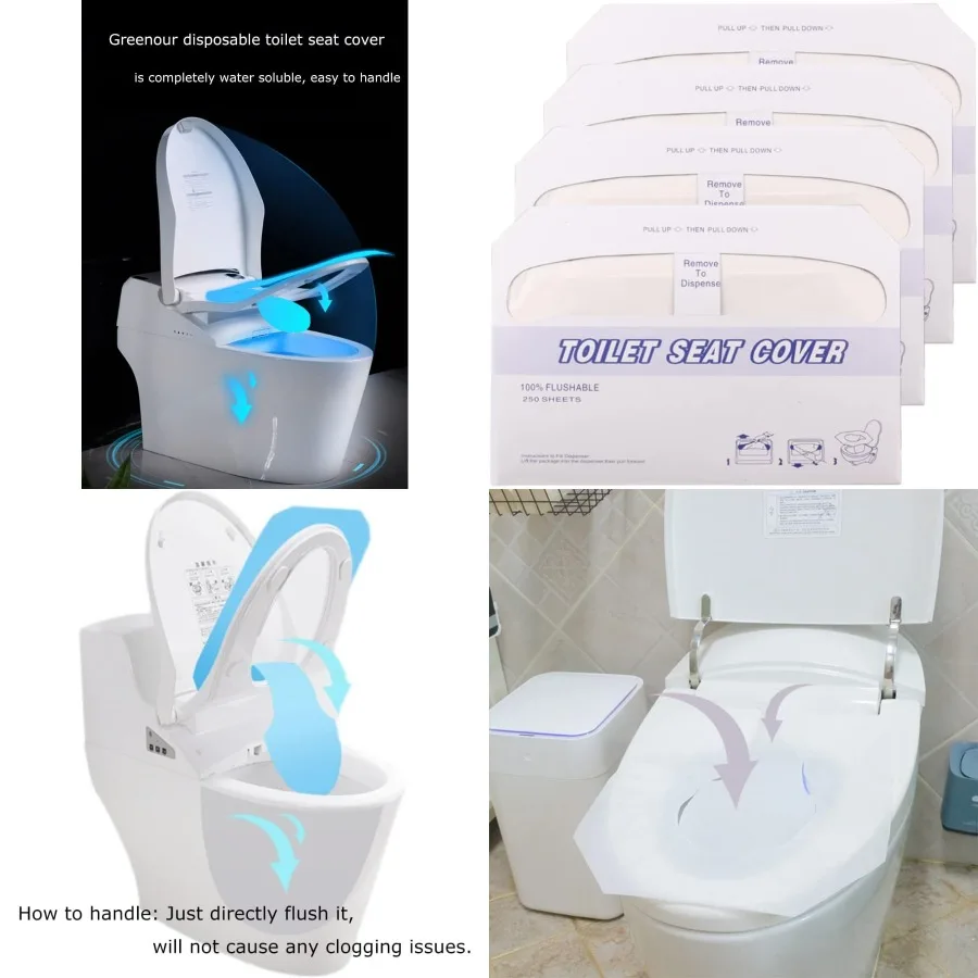 

Flushable and Biodegradable Disposable Toilet Seat Covers Made of Paper for Adults and Ideal for Hotels Offices and Commercial