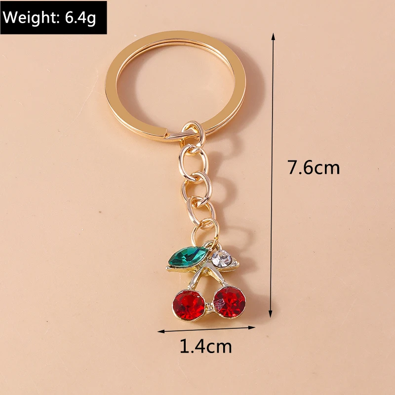 Modische Frucht-Kirsch-Schlüsselanhänger, Emaille-Herzanhänger, Schlüsselringe für Damen und Herren, Autoschlüssel, Handtaschen-Schlüsselanhänger, Accessoires, DIY-Geschenke – Detail 8