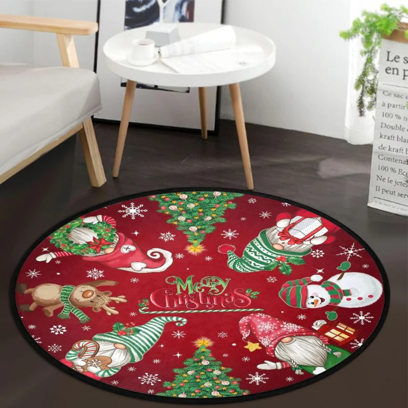 Christmas snowman circular carpet anti slip by mat floor mat