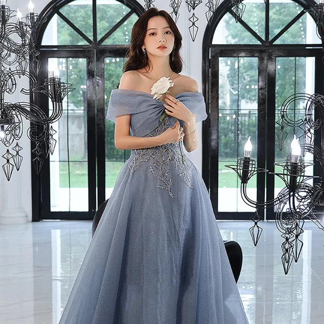 Robe de soiree 2024 kapal omuz aplikler balo k yafetleri Vestido De novia uzun luks unlu abiye parti k yafeti AliExpress