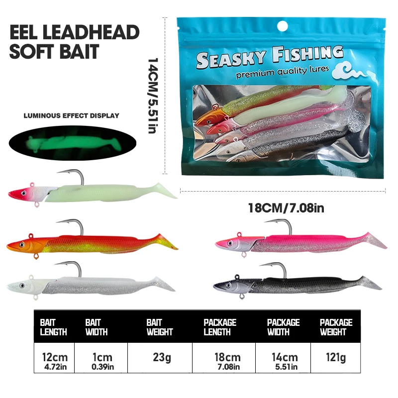 TAIYU 5 stuks per verpakking lood zacht aas paling set 12 cm 23g zinkende lokken voor vissen lokken met T staart im aas bionische zachte vis