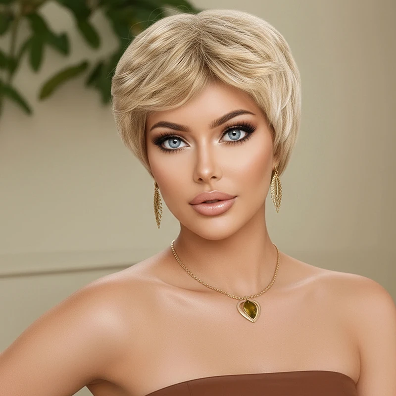 High-end fashionable and fluffy short wigs for European and American ladies Synthetic fiber wig