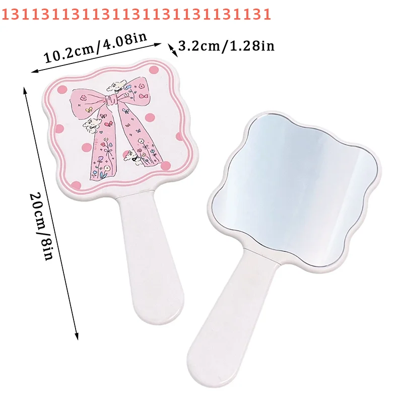 مشط مرآة وردي لطيف على شكل فيونكة محمولة، مشط مرآة محمول، فرشاة شعر متكاملة، أداة تصفيف التدليك، مرآة مكياج #6