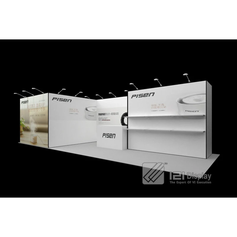 10x20 20x20 20x30 Cabina de exposición de perfil de aluminio grande Modular popular Exhibición de ferias comerciales con estante