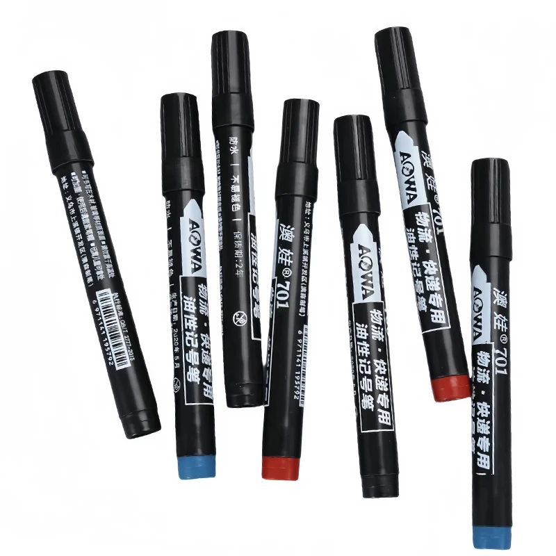 10pcs Waterproof Permanent Markers, Large Capacity Black Ink, Oil-Based, Ideal for Office & Marketing Use