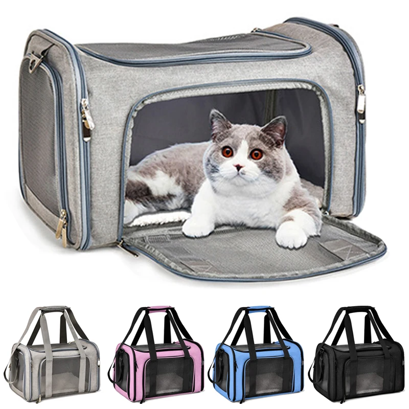 Portable Dog Cat Carrier Bag Soft Side Backpack Pet Carriers Dog Travel Bags Airline Approved Transport  Outgoing Pets Handbag