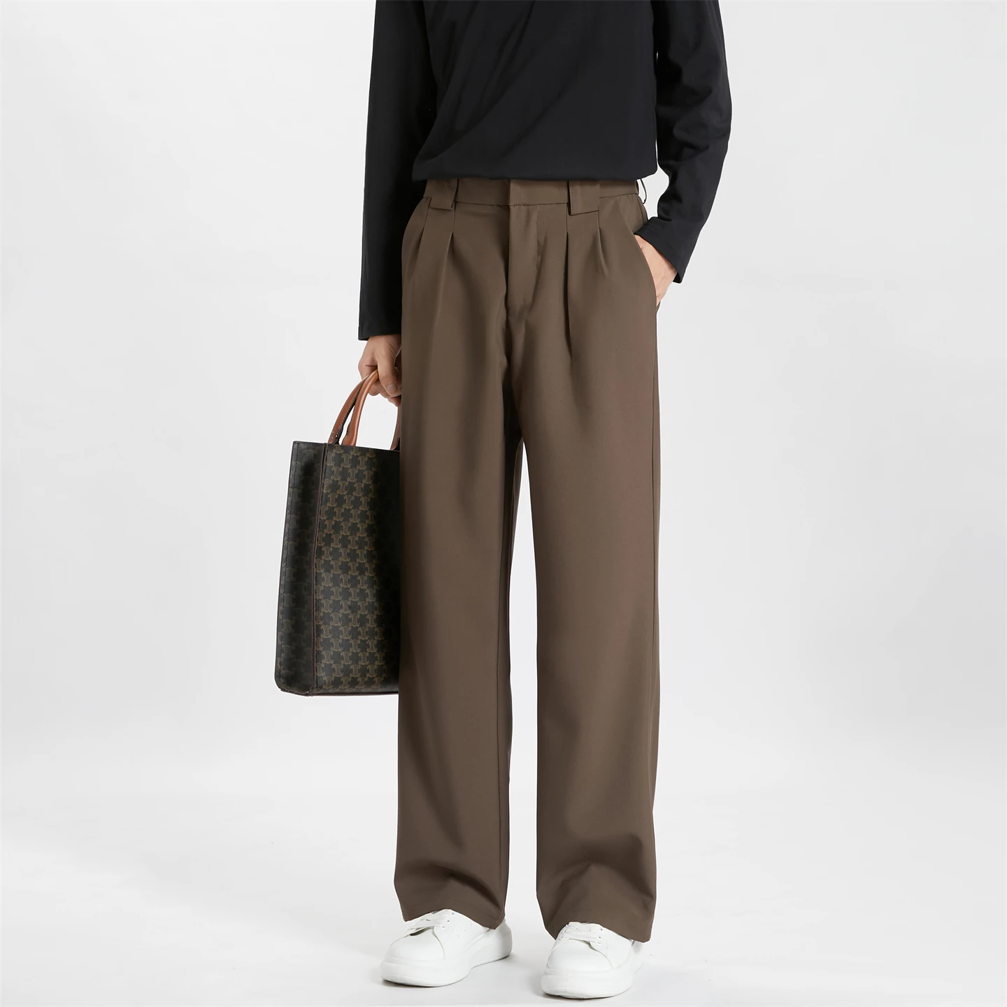 

Мужские свободные брюки прямого кроя Naples, драпированные, в винтажном японском стиле, для весны и осени, повседневные, не требуют глажки