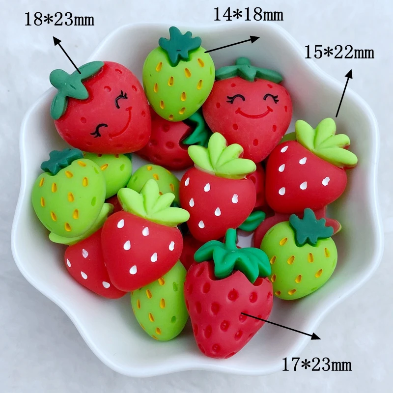 10Pcs New Mini Cute Mixed Small Strawberry Series Flat Back Resin Scrapbooking DIY Jewelry Craft Decoration Accessorie
