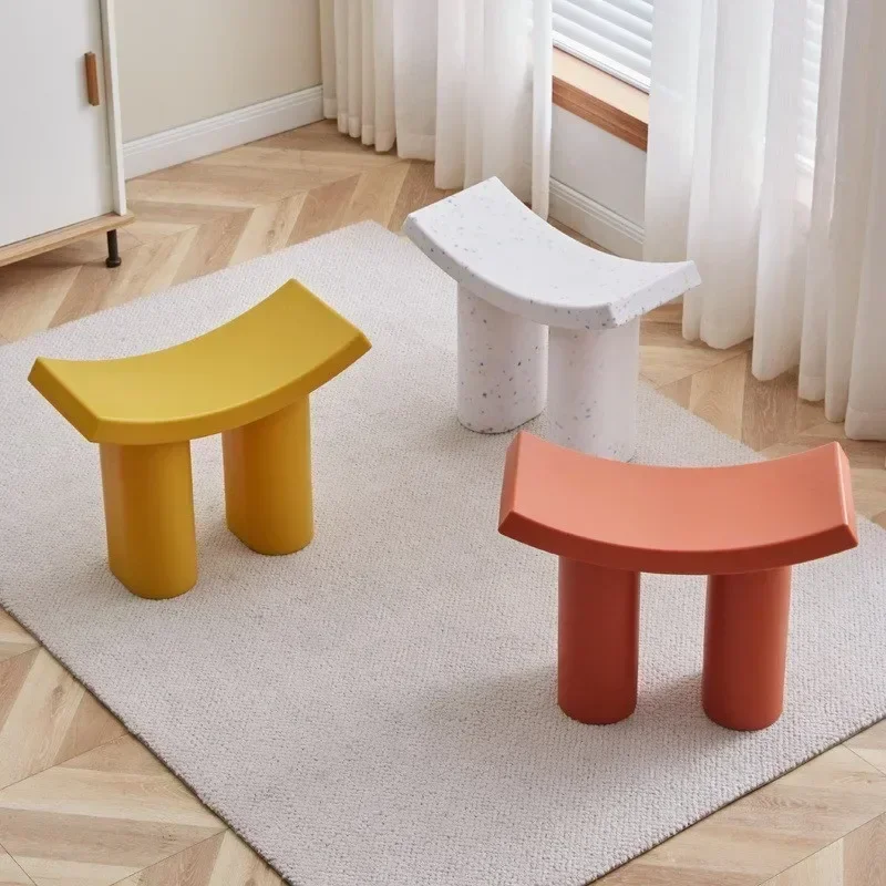 

Nordic Shoe Changing Stools Living Room Plastic Small Chair Household Curved Bench Modern Coffee Table Chairs Bedroom Step Stool