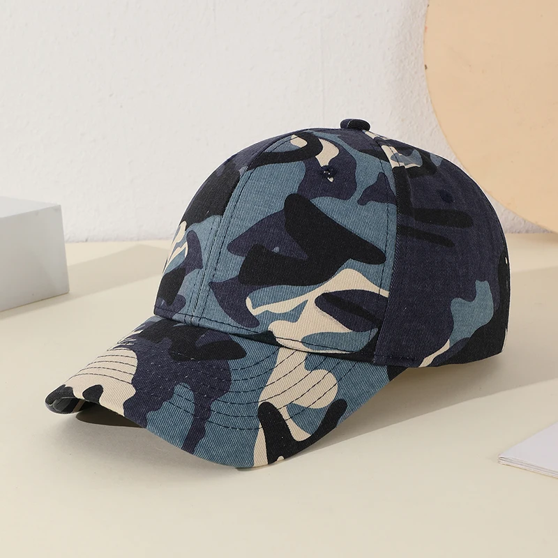 Korean version of the trend of color camouflage hard top baseball cap for men and women general recreational sports training vis