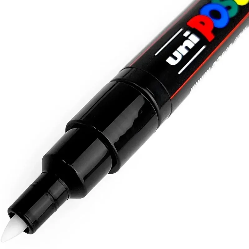 UNI POSCA 마커 펜, 흰색 검정색 아크릴 플루몬 Rotuladores PC-1M,3M,5M POP 포스터 펜, 그래피티 광고 미술 용품, 1 개