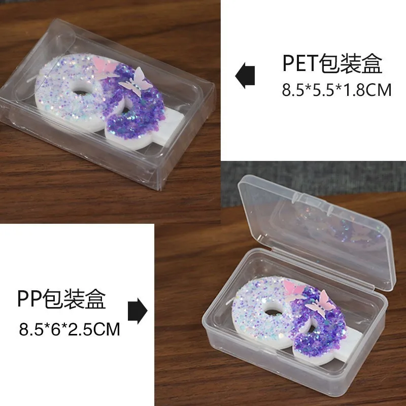 White Purple Glitter 3D Butterfly Number Candles for Birthday Cake Dessert table decoration ornaments 7.5 4cm Candles