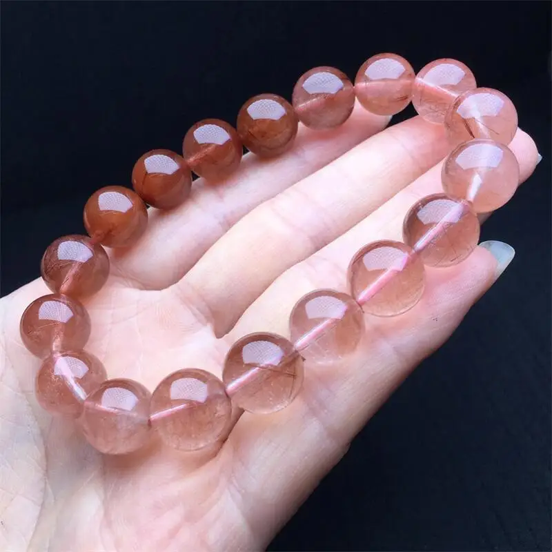 10MM Natural Gradient Rabbit Hair Quartz Bracelet Reiki Healing Fengshui Stone Fashion Jewelry For Women Holiday Gift 1PCS