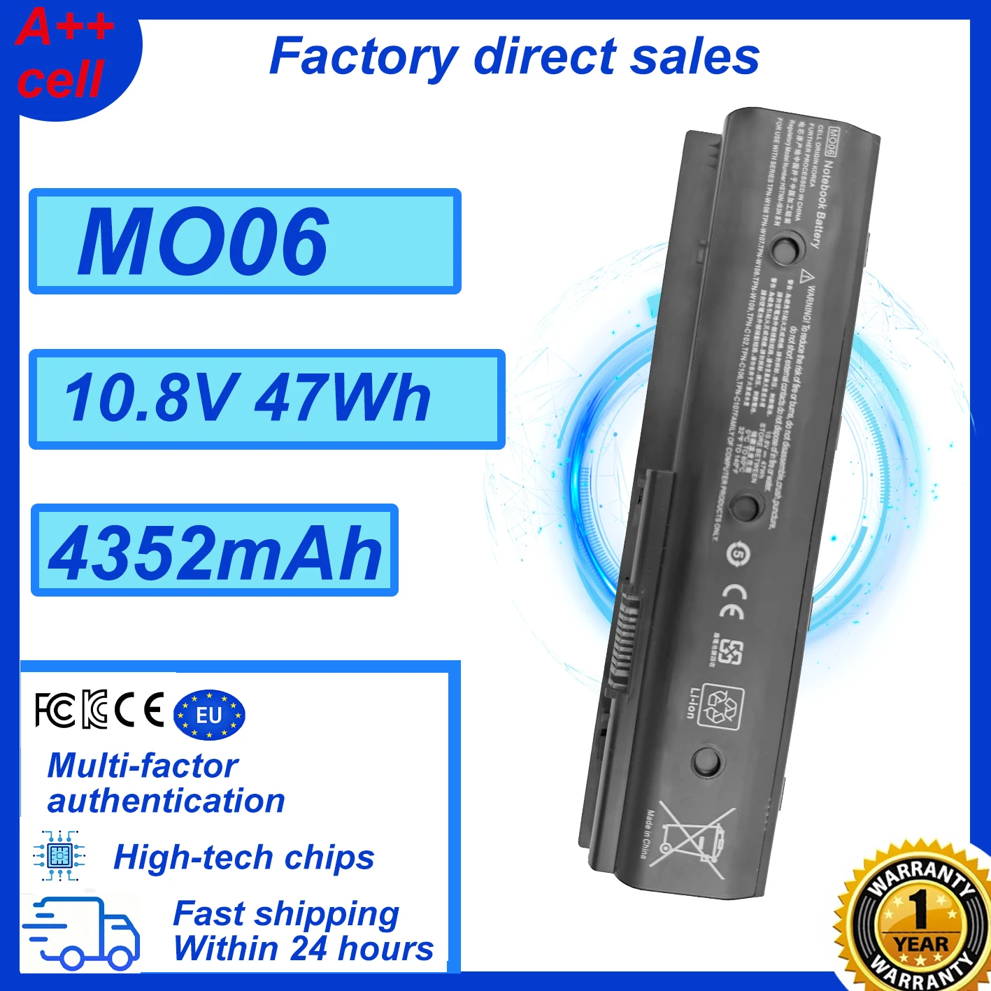 New 10.8V 47Wh MO06 MO09 671731-001 Laptop Battery For HP Notebook HSTNN LB40 HSTNN-LB3P HP HSTNN-YB3N  Envy DV6-7209TX DV4-5000