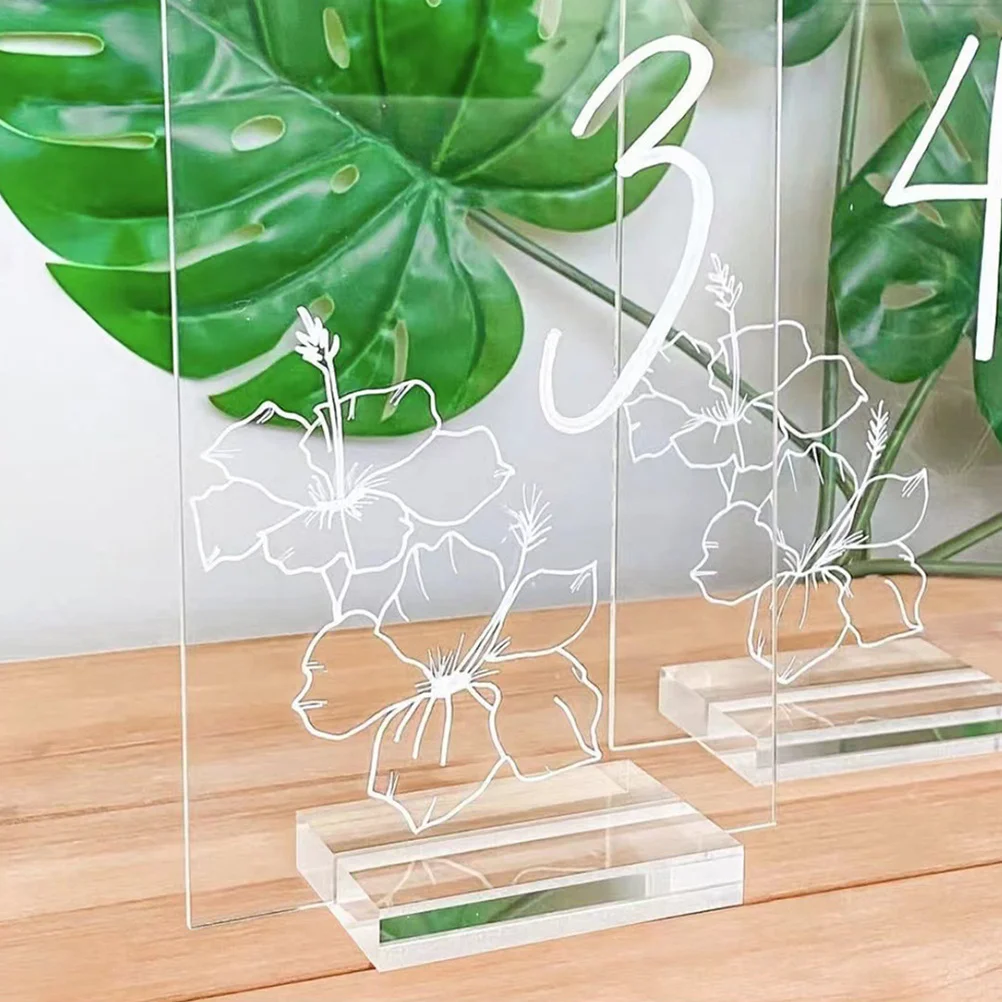 

4 pcs Acrylic Card Holder Clear Table Number Stand For Wedding Display Sign Base Slot Grip No Tools Assembly Tabletop Organizer