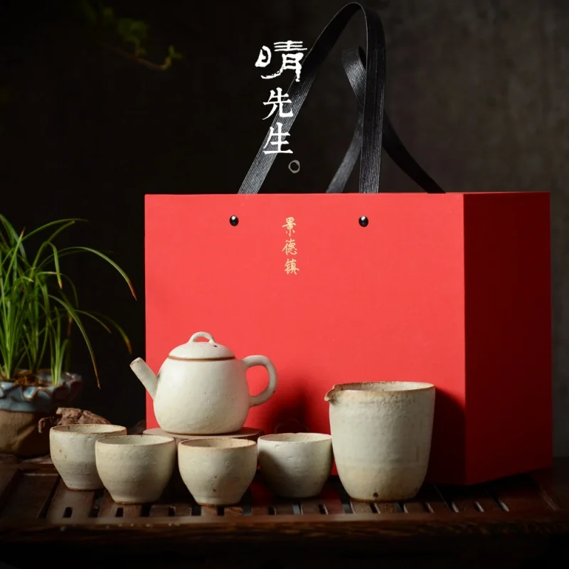 Ceramic Retro Japanese Style Handmade Teapot Powder Stoneware Ceramic Flambe Kung Fu Tea Teaware Tea Making Single Teapot Gift S