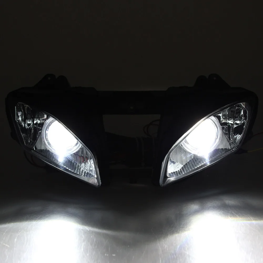 Motorcycle Headlamp Custom HID Projector Headlight Assembly Red Angel Eye LED Head Light For Yamaha YZF R6 2008-2015