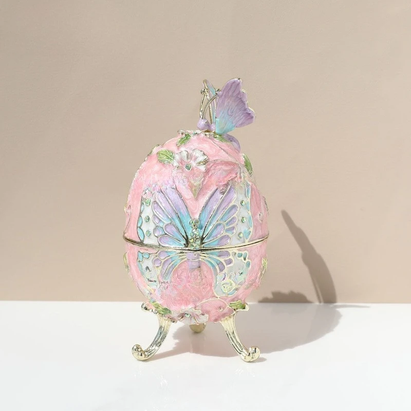 

Butterfly earring box enamel jewelry box Russian butterfly easter egg egg home European ornament