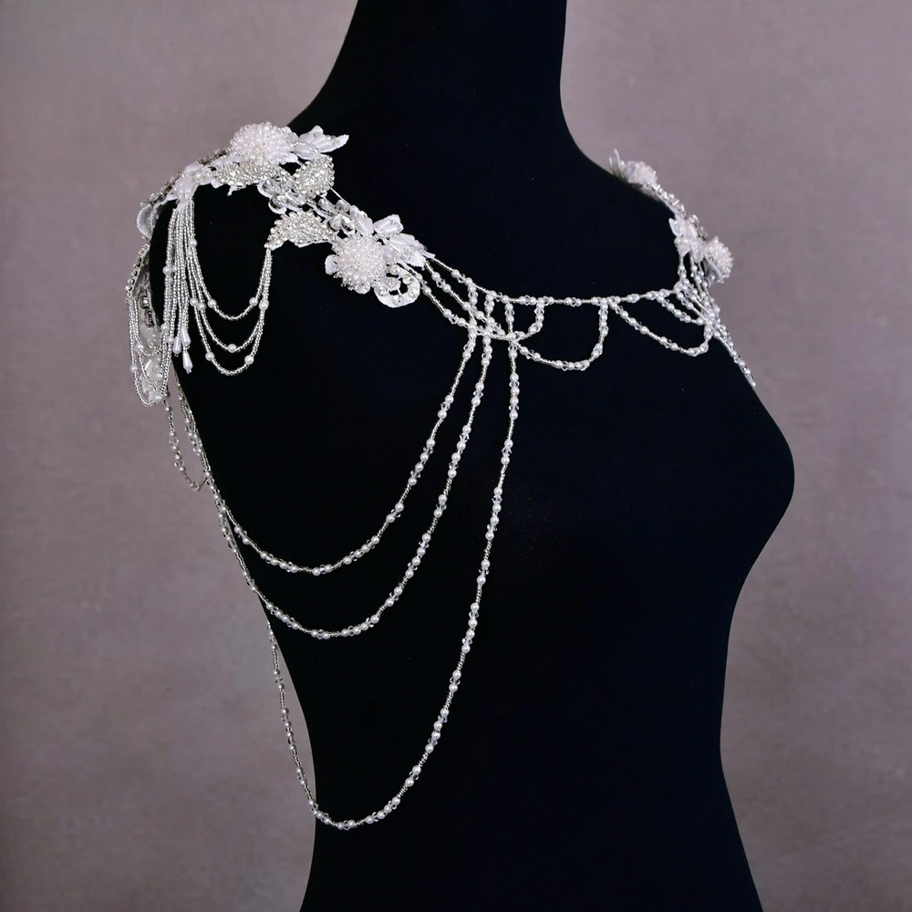 تخصيص اليدوية شال الزفاف انفصال الكتف سلسلة الديكور حفل زفاف ملابس الزفاف بوليرو اكسسوارات الزفاف