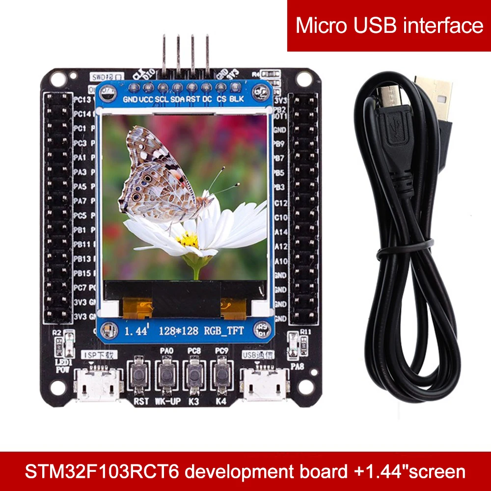 

Макетная плата STM32F103RCT6 STM32, USB T-порт, маленькая системная плата 51, 1,44 дюйма, TFT ЖК-дисплей, экран, обучающая плата с линией