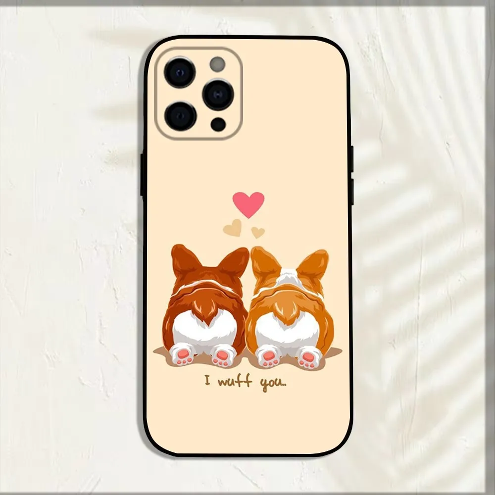 Corgi Pet Cute Dog Cartoon Phone Case For iPhone 15,14,13,12,11,Pro,X,XS,Max,XR,Plus,Mini Soft Black Cover