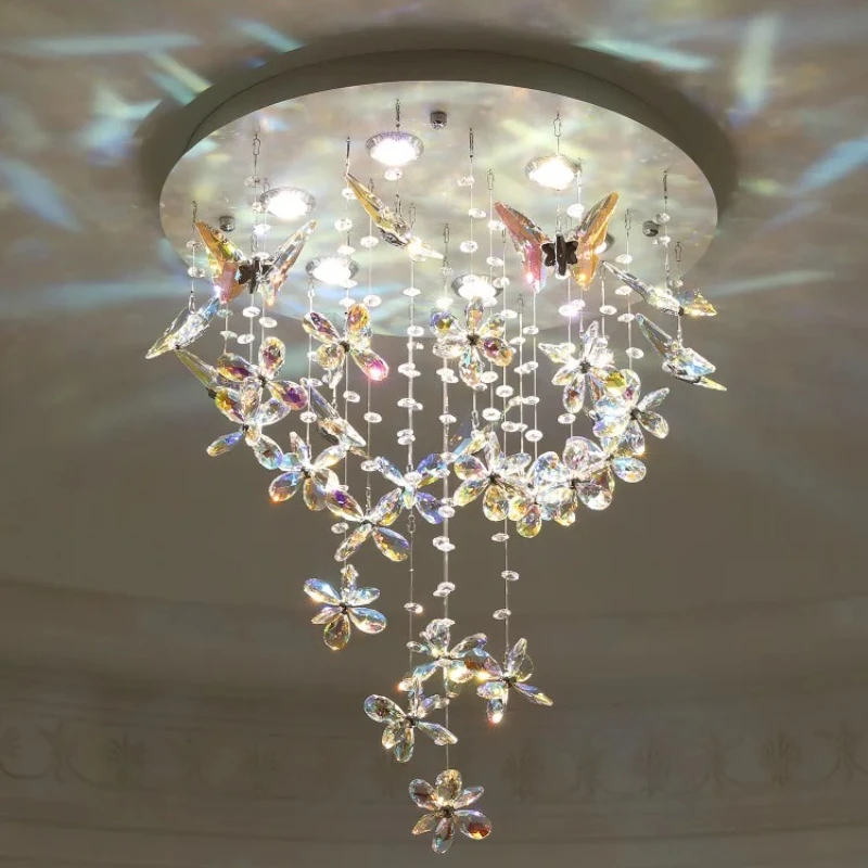 

Nordic Creative Butterfly Crystal Ceiling Chandelier for Bedroom Dining Table Marriage Bedroom Hanging Lamp Decorative Luminaire