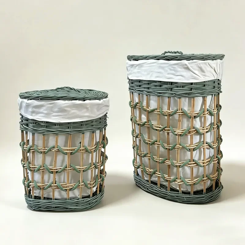 Nordic Woven Storage Basket with Lid Large Capacity Laundry Hamper for Bedroom Living Room Dirty Clothes Organizer Home