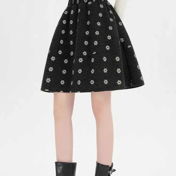 

Retro flower fashion age-reducing skirt high waist and thin versatile evening dresses korean fashion clothing