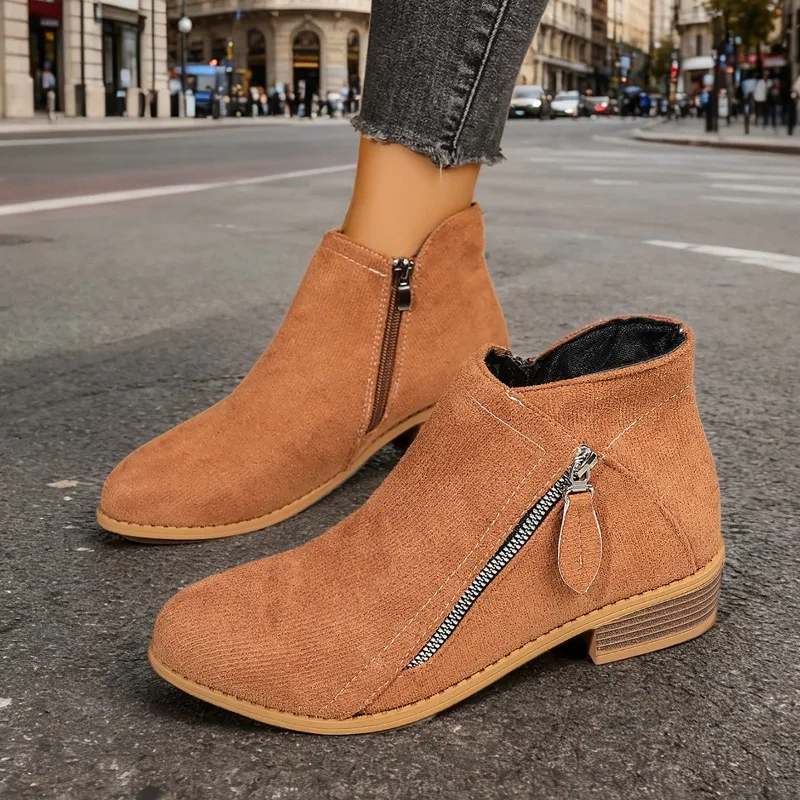 

Best Sell Women Shoes Autumn Winter Classic Women's Boots Fashion Pointed Zip Low Heel Ankle Boots Retro Plus Size Shoes Botas