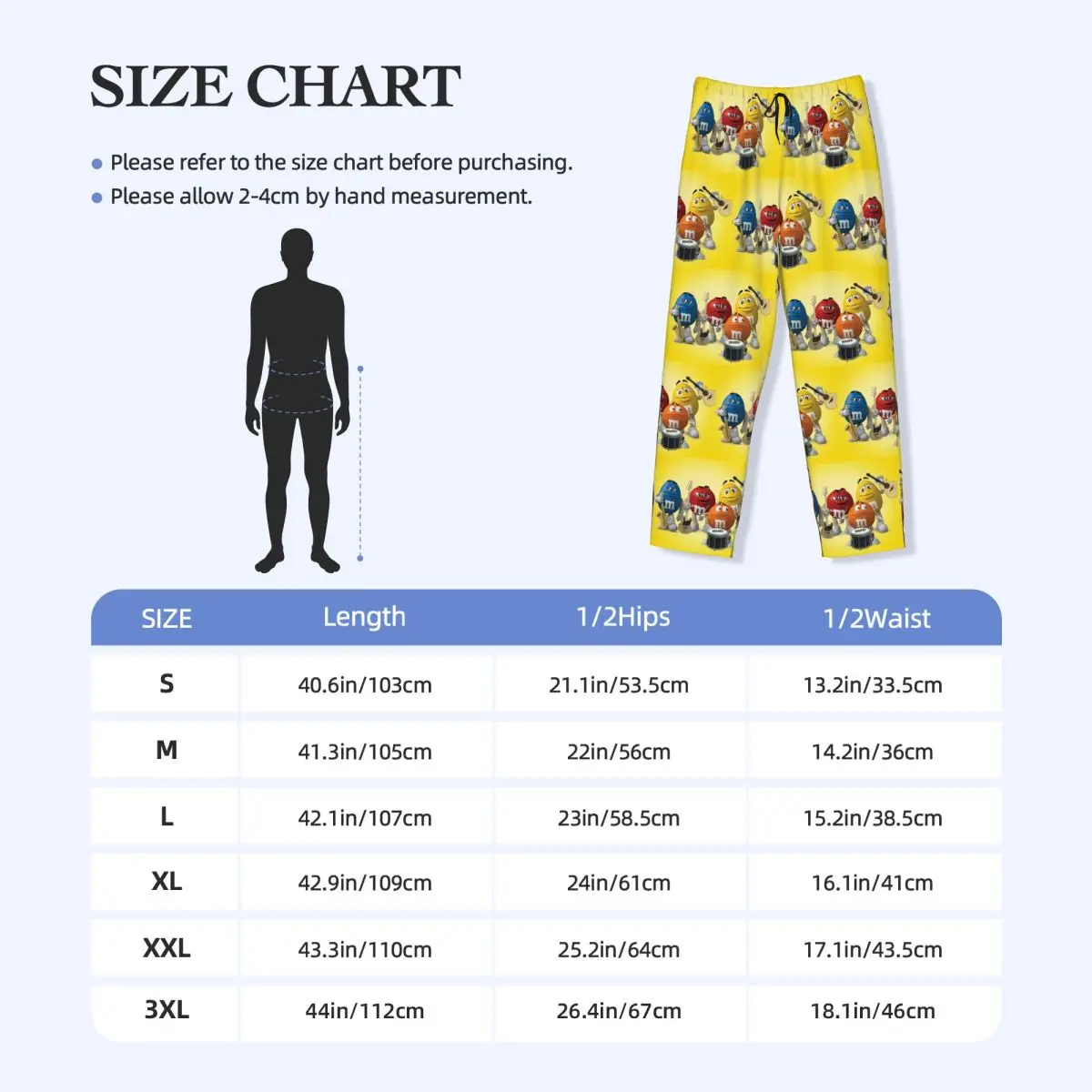 Custom Cartoon MM Pajama Pants Men Halloween Candy Characters Sleepwear Lounge Sleep Bottoms Stretch with Pockets