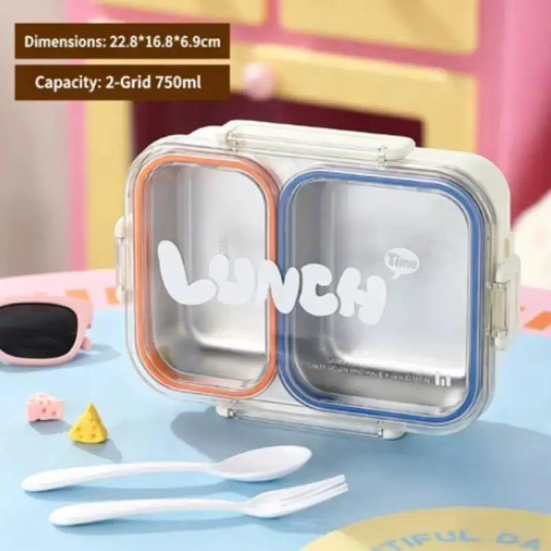 [Portable Leak Proof Stainless Steel Lunch Box With 3 Compartments For School Office And Outdoor Use]