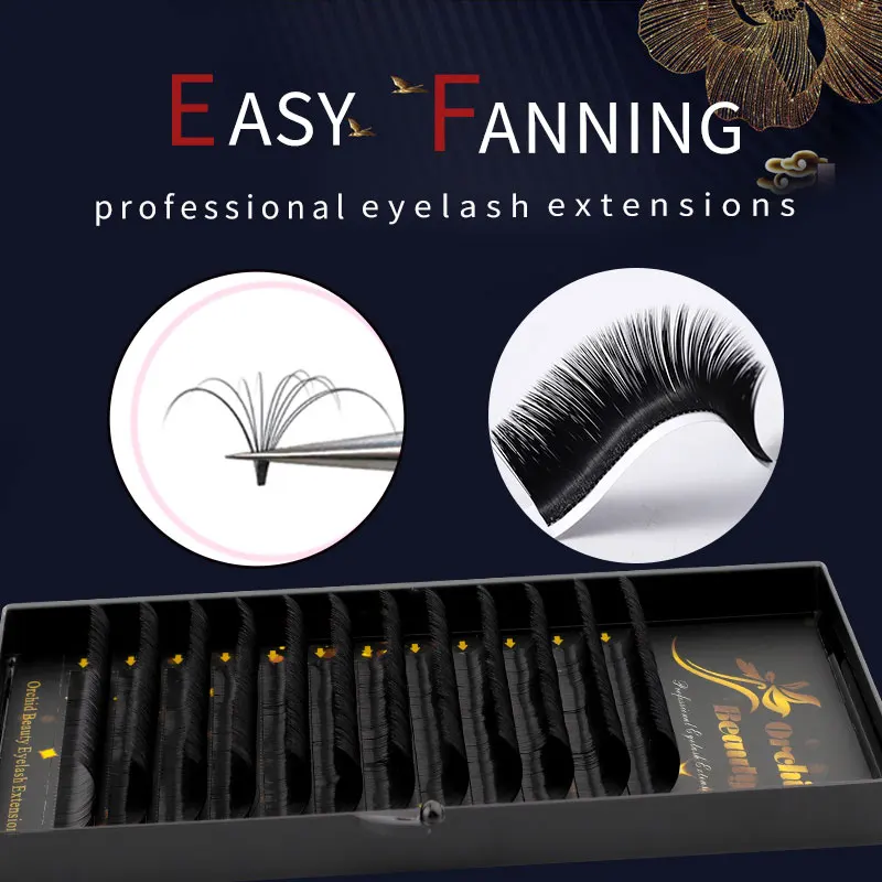 Orchid Beauty Easy Fan Lashes Premade Volume Fans Eyelash Extension Fast Blooming Fans Mink Lashes Natural Silk Lash Extension