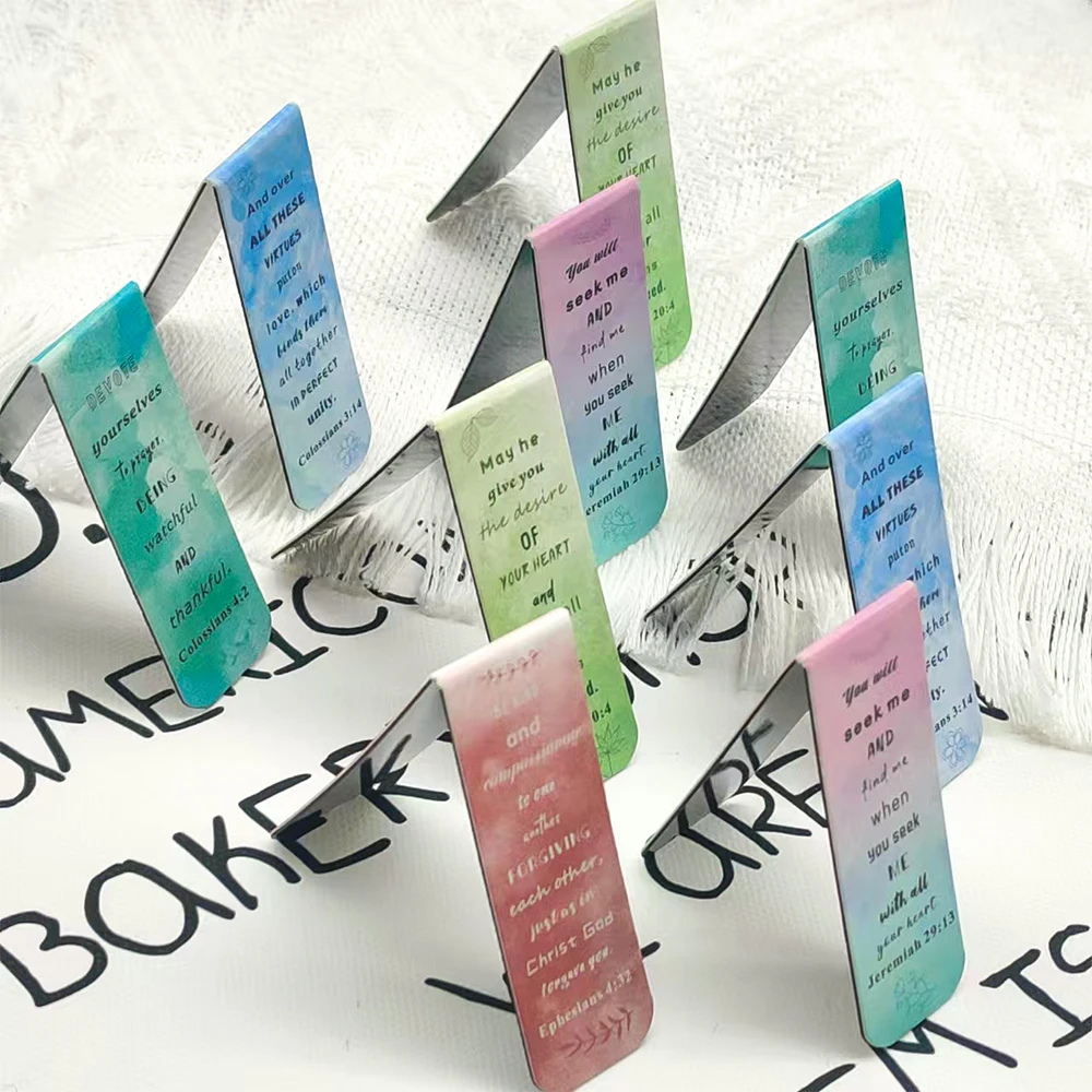 5PCS Bible Scripture Magnetic Bookmark Colorful Graffiti Cards For School Supplies Reading Tags Page Break Student Stationery