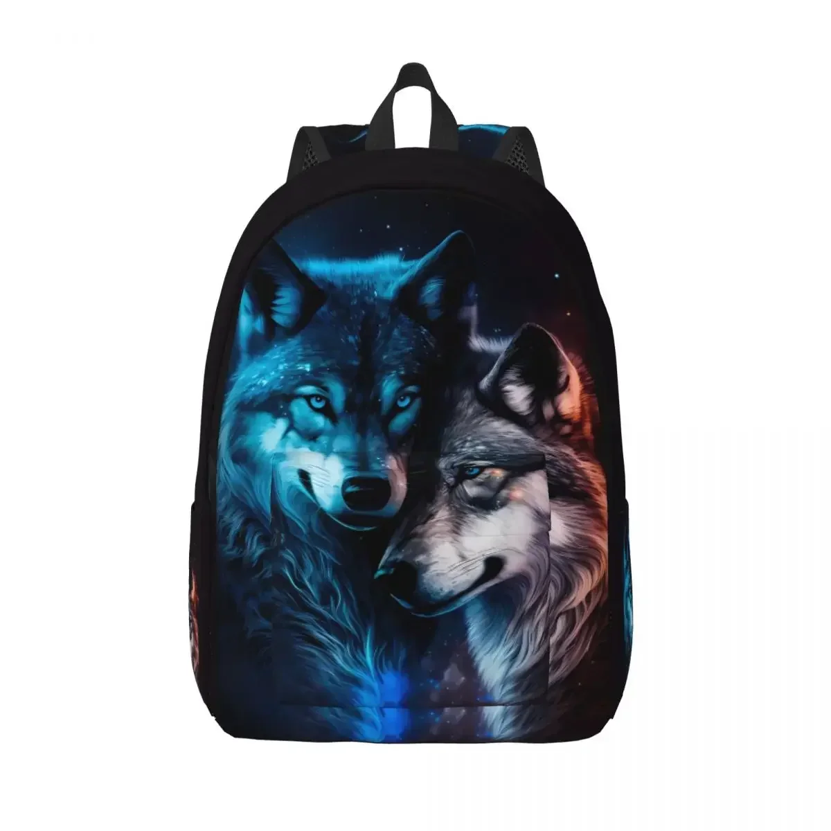 

Wolves Couple Backpack Cool Galaxy Animal Kawaii Backpacks Boy Girl Cycling Durable School Bags Custom Rucksack for Hiking