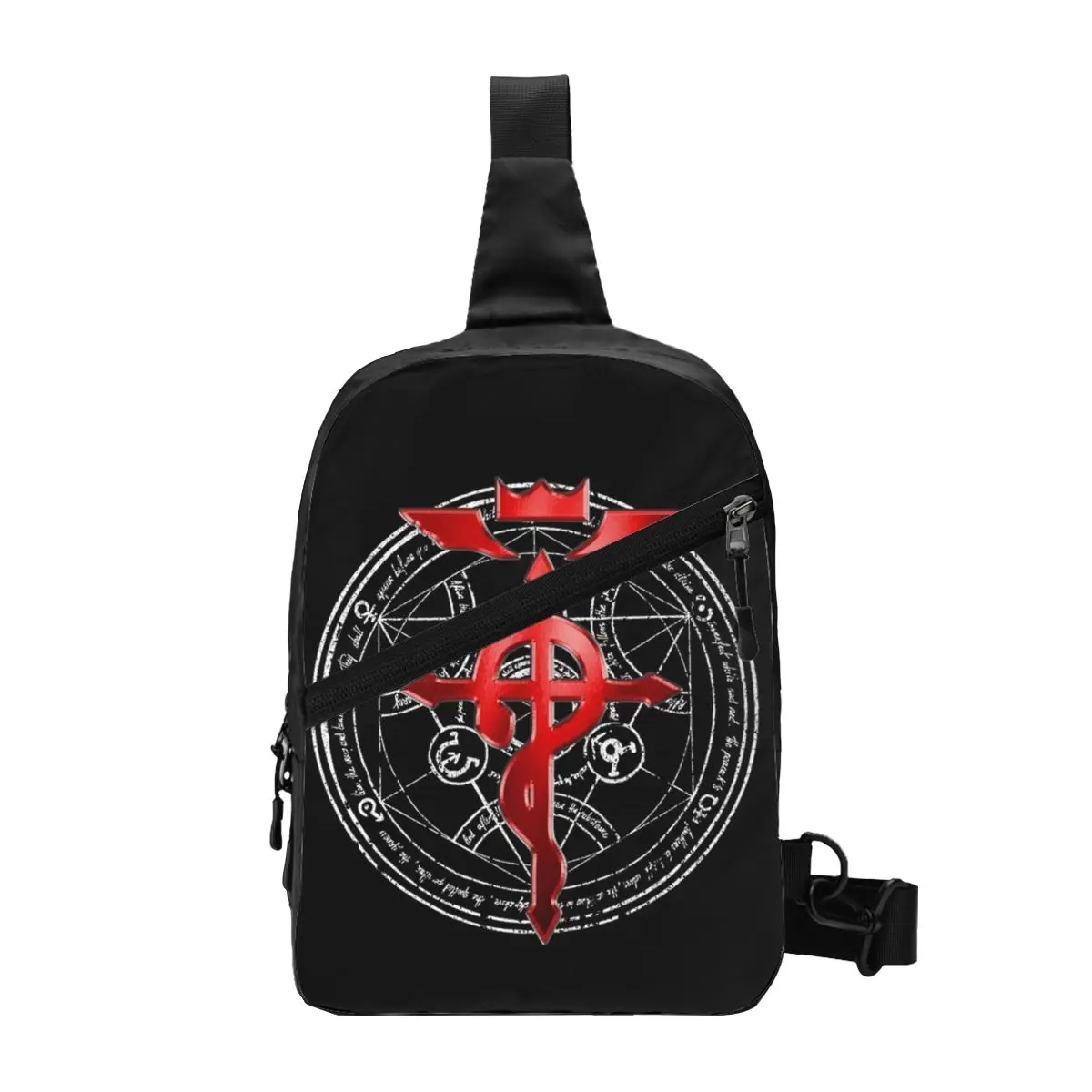 Fullmetal Alchemist Transmutation Symbol Chest Bag Men Sling Crossbody Backpack Chest Bag Traveling Hiking Daypack Shoulder Bag