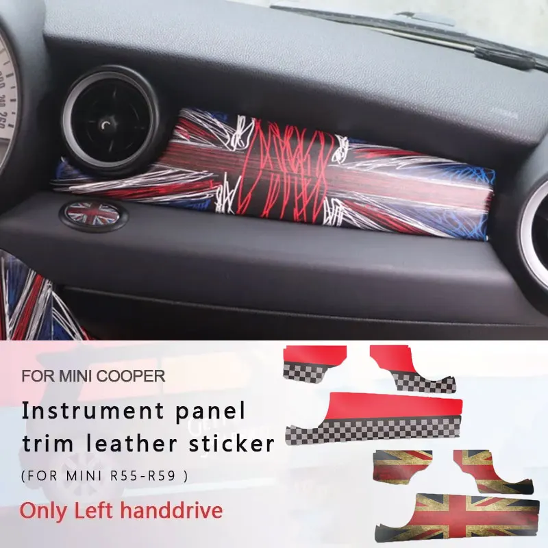 

1Set For MINI COOPER For R55 R56 R57 R58 R59 Car Dashboard Decal Leather Sticker Styling Only Left handdrive Car Accessories